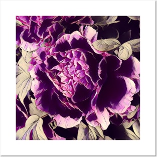 nature garden flower lover botanical  floral purple peony Posters and Art